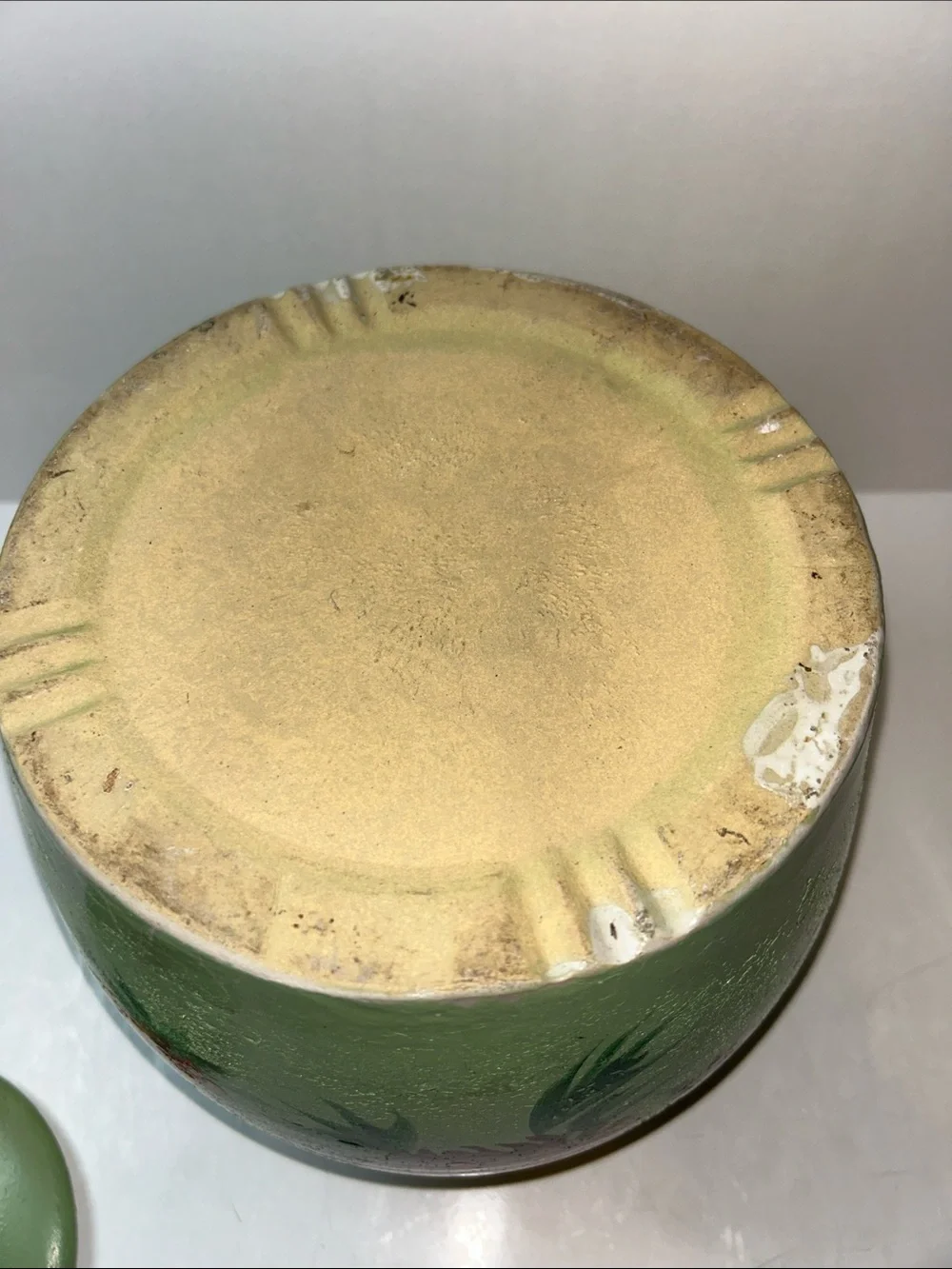 1930’s/40’s Hand Painted Unmarked Ransburg Stoneware Cookie Jar or Crock